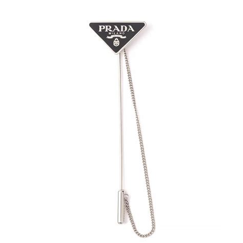 Steel/black Prada Symbole brooch 